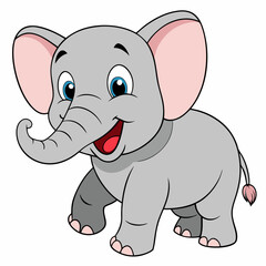 Laughing Baby Elephant Cartoon: Cute & Funny Vector Design Illustration