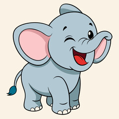 Obraz premium Laughing Baby Elephant Cartoon: Cute & Funny Vector Design Illustration