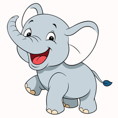 Laughing Baby Elephant Cartoon: Cute & Funny Vector Design Illustration