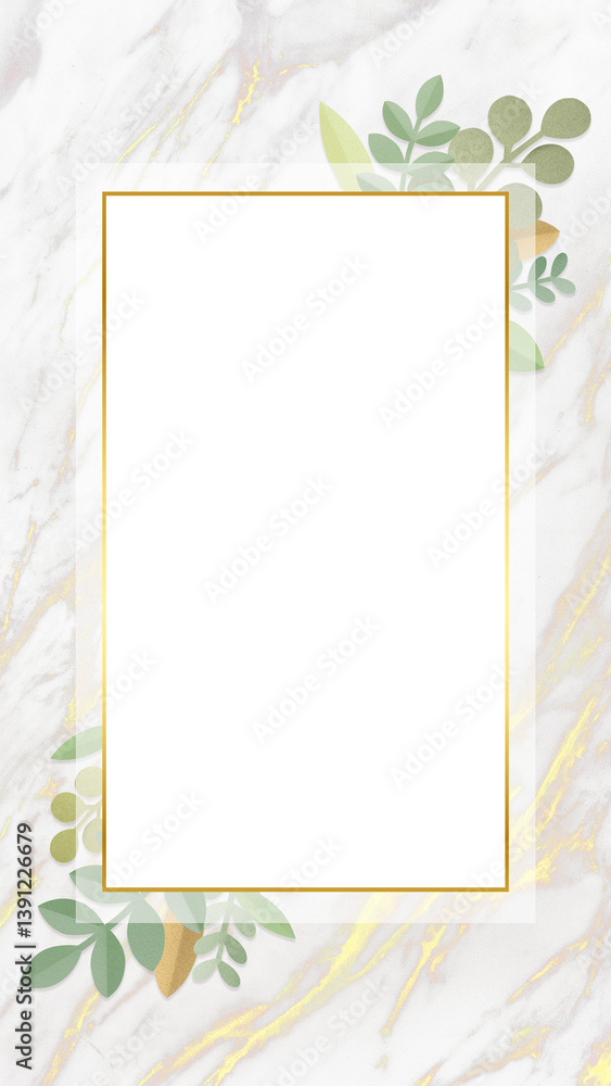 Aufkleber leafy rectangle golden frame design element