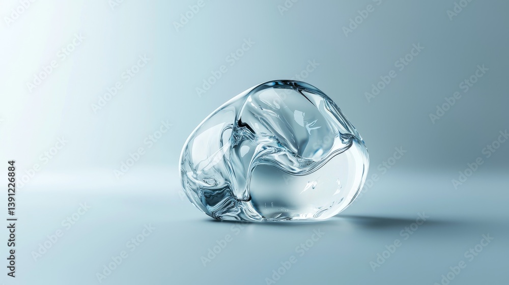 Poster a smooth, translucent crystal object reflecting light elegantly on a simple background.
