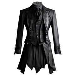 Black Victorian gothic suit isolated on transparent background