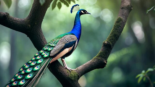 The peacock, known as the peacock bird, is a striking and vibrant bird recognized for its bright feathers and intricate feather displays.
