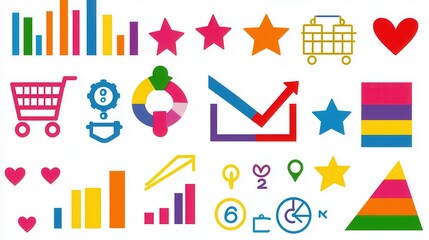 Colorful Charts Graphs and Icons Data Visualization