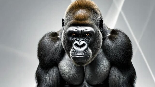 Isolated Strong Gorilla Face on a White Background