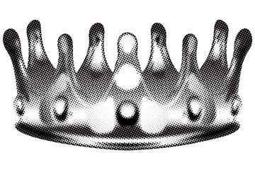 Gray halftone crown sticker design element © Rawpixel.com