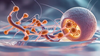 Human Sperm Cells Swimming Toward an Egg