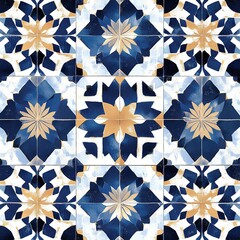 An intricate Moroccan zellige tile-inspired fabric pattern with symmetrical geometric shapes.