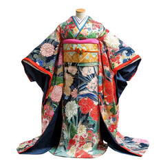 Naklejka premium Traditional floral kimono isolated on transparent background