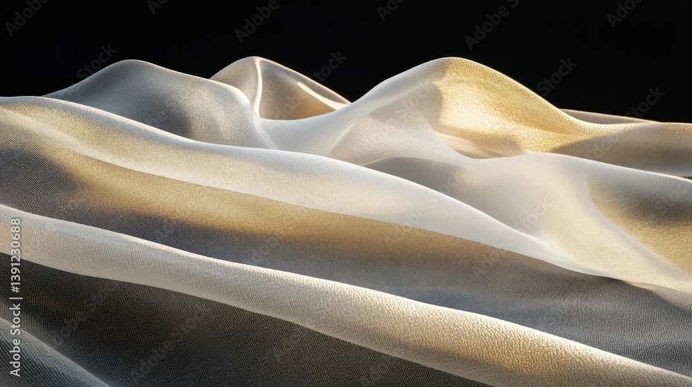 Poster a flowing fabric with soft curves and subtle gradient lighting