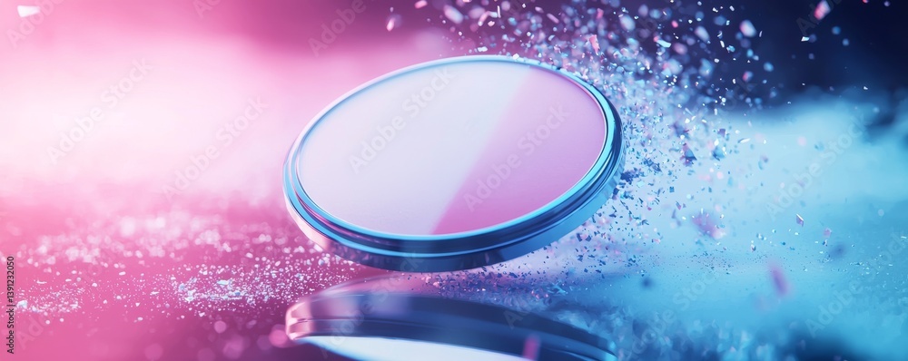 Poster a visually striking image of a reflective surface with vibrant colors and dynamic elements.