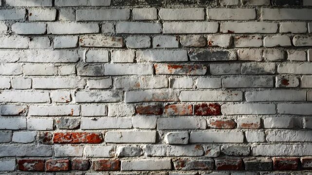 Rustic White Brick Texture. Aged Vintage Whitewashed Brick Surface.