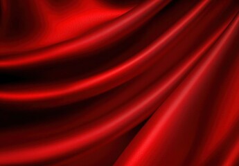 Silky Red Fabric Draped Smoothly with Soft Curves and Glossy Texture
