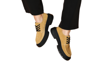 Modern footwear with a unique, versatile color scheme, isolated on white