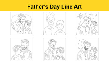 Obraz premium Father's Day Line Art Illustration
