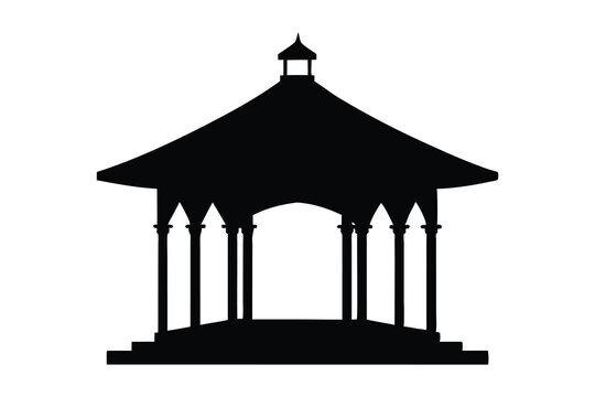 recommend clip art: Gazebo silhouette vector, Gazebo icon, Black gazebo park silhouette vector