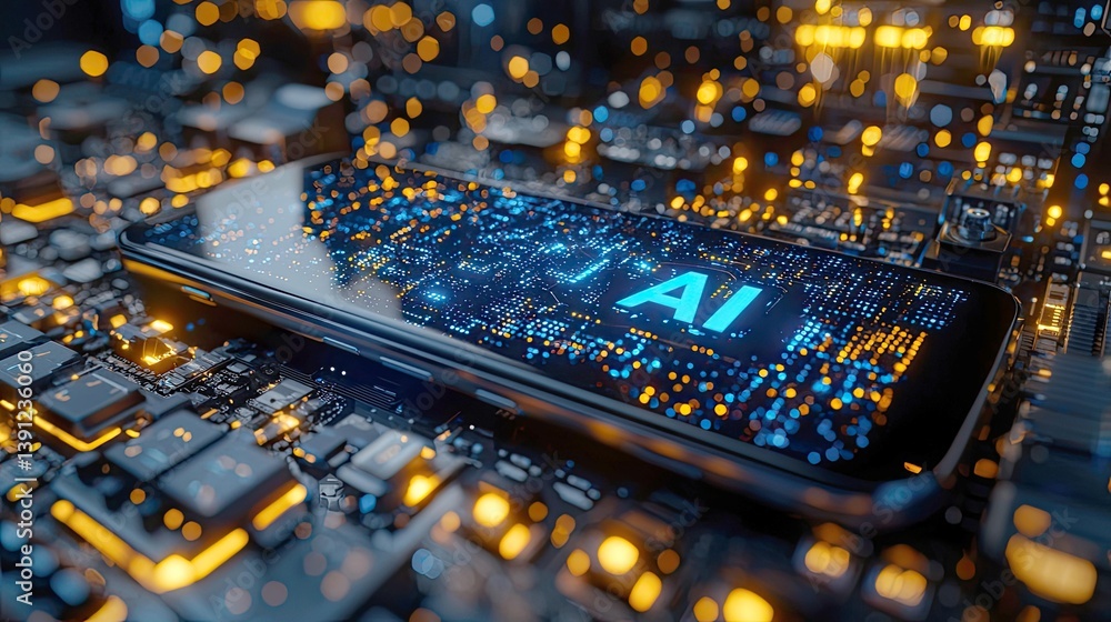 Poster ai-powered smartphone: the future of mobile technology. a glimpse into the advanced capabilities of 