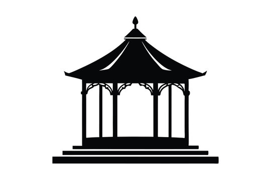 recommend clip art: Gazebo silhouette vector, Gazebo icon, Black gazebo park silhouette vector