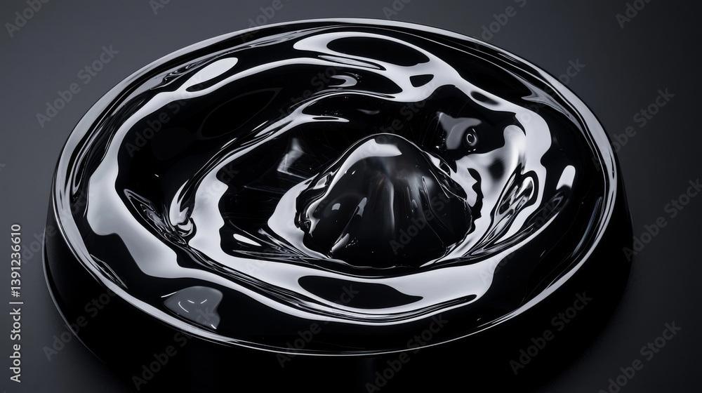 Poster close-up of a fluid shape in black, creating an abstract, artistic visual effect.