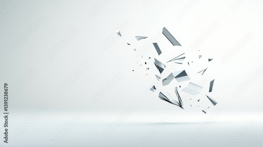 Poster abstract shattered shapes in motion on minimalist background