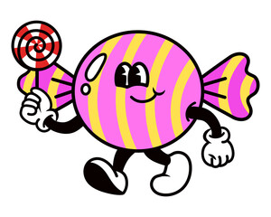 Retro candy png, cartoon illustration, transparent background