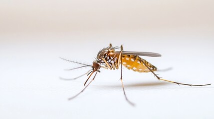 Close-Up View of a Mosquito on a White Background