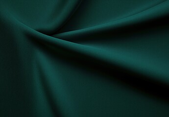Smooth Dark Green Fabric Draping Elegantly with Soft Textures in Dim Light
