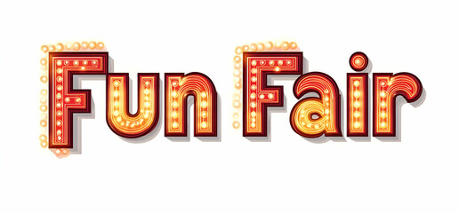 A vibrant fun fair sign illuminated with bright lights, evoking excitement and joy for people of all ages.
