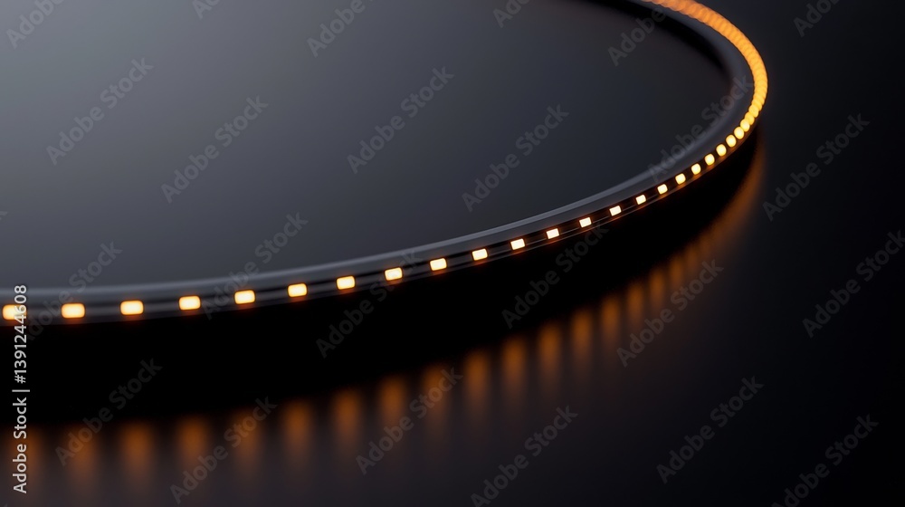 Poster close-up view of a circular led strip light on a dark surface.