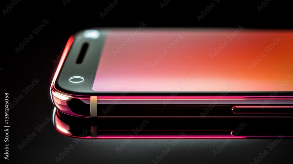 Poster close-up view of a modern smartphone with a vibrant gradient display.