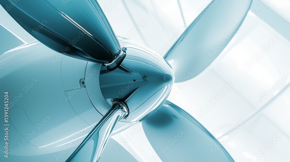 Aufkleber close-up view of a sleek airplane propeller showcasing modern design and engineering.