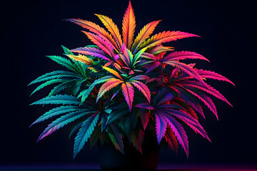 Vibrant plant with colorful leaves, showcasing a stunning blend of hues against a dark background, perfect for modern decor.