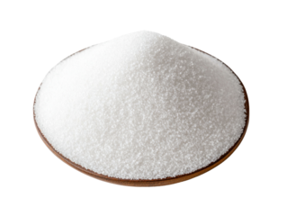 Sugar granules on a plate kitchen setting cutout background culinary focus close-up view texture exploration