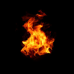 Fototapeta premium Vibrant flames dance against a dark backdrop, showcasing the dynamic nature of fire and its energy.