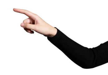 Hand gesture png mockup pointing on an invisible screen