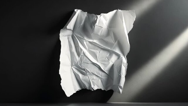 Tattered white poster showing creases.
