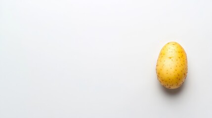 Single Fresh Yellow Potato on Minimalist White Background