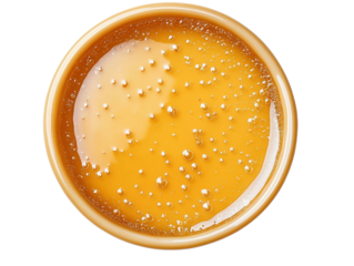 Natural honey drizzle kitchen table food photography bright lighting close-up cutout background