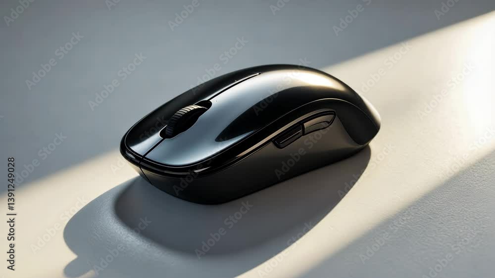 Aufkleber side view of a black wireless computer mouse.