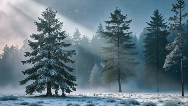 Evening glow in a winter landscape.