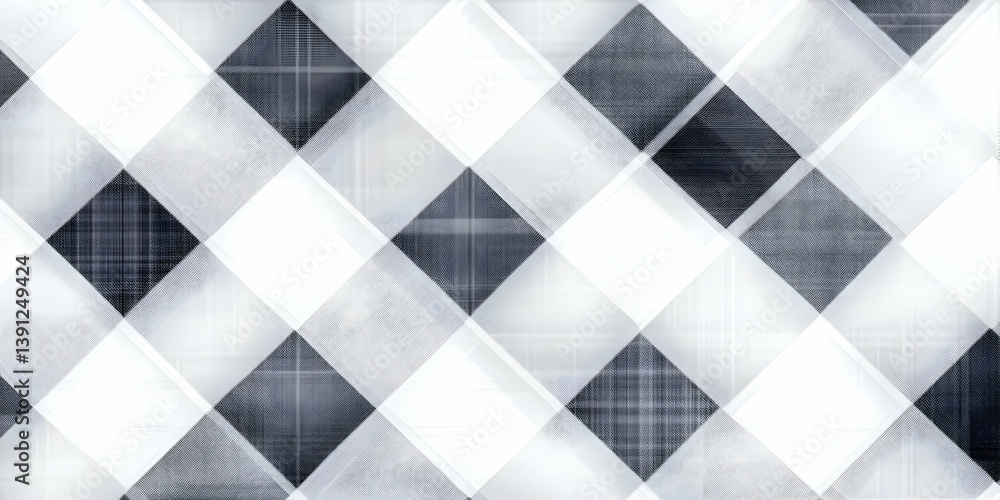Poster a stylish geometric pattern featuring alternating diamonds in black and white, creating a modern and