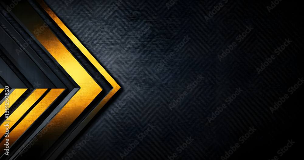 Poster a dynamic and modern abstract background featuring angular shapes in gold and black, perfect for des