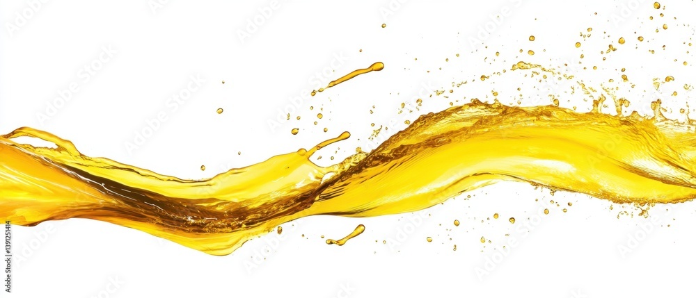 Aufkleber dynamic splash of golden liquid in midair against a clean white backdrop creating a sense of motion 