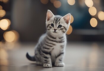 shorthair kitten american cat cute question purebred grey background pretty fur animal isolated hair beautiful pet confused looking felino portrait on white eye pedigreed home expression black lovely