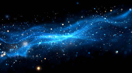 Fototapeta premium A stunning blue cosmic background filled with swirling stars and galaxies, evoking a sense of wonder and exploration in the universe.