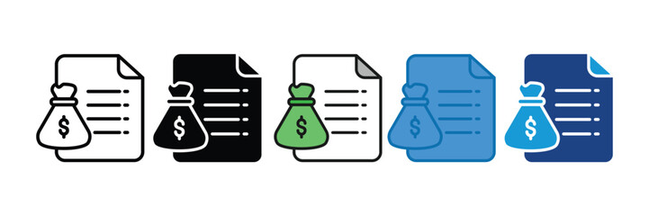 Expense Sheet  Icon Set Multiple Style Collection