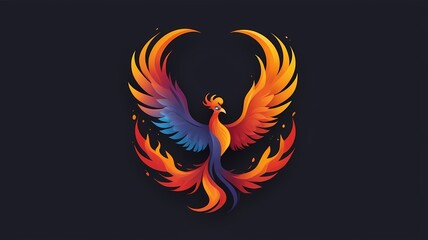 Naklejka premium Phoenix logo with a fiery effect, elegant and high-end branding, vector icon