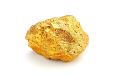 An isolated gold nugget against a white background for gold business advertisement, Generative AI.