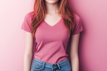 Woman in Pink Top, Studio Shot