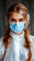 Woman in Protective Gear, Serious Look